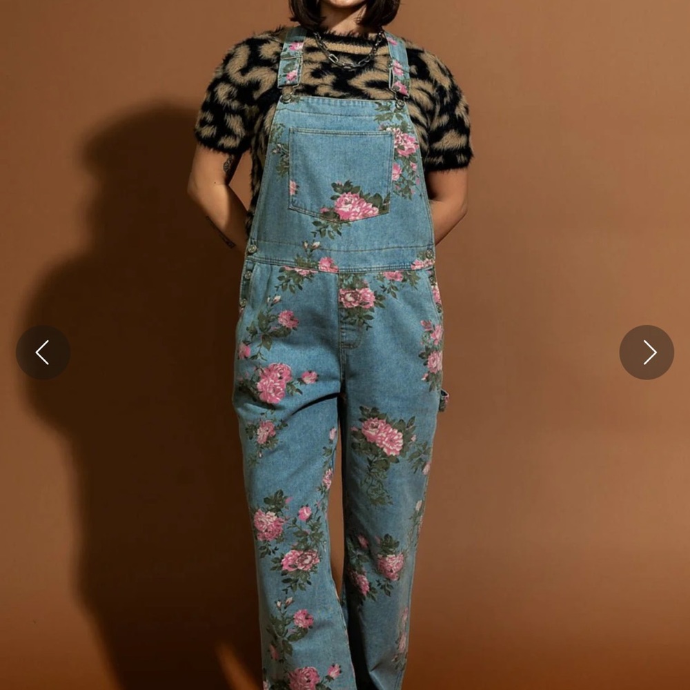 90s Floral Throwback Boyfriend Denim Overalls